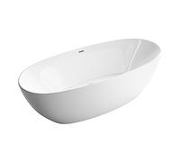 BERNSTEIN - Baignoire îlot ovale design Blanc brillant Acrylique + Bonde et trop plein, 270L - 170x80x58cm (lxLxH) - BELAQUA