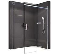 BERNSTEIN - Cabine de douche 130x90x195cm porte coulissante verre trempé ESG 6mm anticalcaire, Profilés Chrome - DX806A FLEX