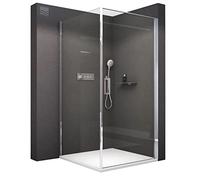 BERNSTEIN - Cabine de douche d'angle 80x80x195cm verre trempé ESG 6mm anticalcaire, Profilé Chrome, Charnières réversibles gauche/droite - EX416S