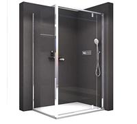BERNSTEIN - Cabine de douche d'angle 90x120x195cmporte battante verre trempé ESG 6mm anticalcaire, Profilés Chrome, Charnières réversibles gauche/droite - NT606 FLEX