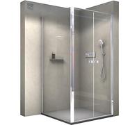 BERNSTEIN - Cabine de douche d'angle 90x90x195cm 2 portes battantes verre trempé ESG 6mm anticalcaire - EX416-2