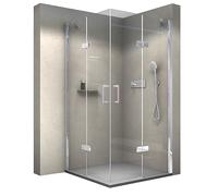 BERNSTEIN - Cabine de douche d'angle 90x90x195cm 2 portes battantes verre trempé ESG 6mm anticalcaire, Profilés Chrome - EX809