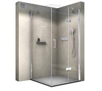 BERNSTEIN - Cabine de douche porte battante 80x80x195cm verre trempé ESG 8mm anticalcaire, Profilé Chrome, Ouverte porte vers la droite - DX403