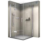 BERNSTEIN - Cabine de douche porte battante 80x80x195cm verre trempé ESG 8mm anticalcaire, Profilé Chrome, Ouverte porte vers la gauche - DX403