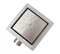 BERNSTEIN - Caniveau douche Acier 13,5x13,5cm Siphon évacuation carré, Drain de douche Filtre à cheveux A carreler, Réglable, Extra plat, anti-odeurs - T02