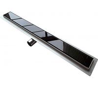 BERNSTEIN - Caniveau douche italienne Acier 60cm Siphon évacuation, Drain de douche Filtre à cheveux Cache verre noir A carreler, Réglable, Extra plat, anti-odeurs - GL01