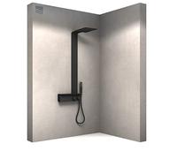 BERNSTEIN - Colonne de Douche Thermostatique Acier Inox Noir mat 120x32cm Tête douche 32x24cm Anticalcaire Fonction Pluie + Mitigeur + Pommeau + Tablette - Design - NT038 PRO