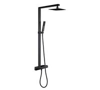 BERNSTEIN - Colonne de Douche Thermostatique Réglable Laiton Noire 113x50cm Anticalcaire Fonction Pluie + Mitigeur + Tête douche 40x40cm + Pommeau - Design - NT6705