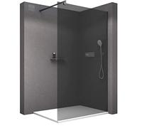 BERNSTEIN Douche à l'italienne 120x200 cm verre trempé 8mm Walk-In EX101 Noir avec verre gris Paroi de douche en verre Douche avec barre de fixation téléscopique