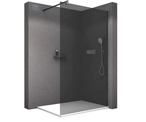 BERNSTEIN Douche à l'italienne 120x200 cm verre trempé 8mm Walk-In EX101 Noir avec verre gris Paroi de douche en verre Douche avec barre de fixation téléscopique