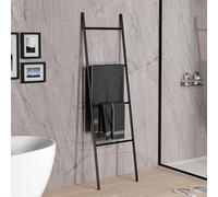 BERNSTEIN - Echelle porte-serviettes à poser/fixer Noir mat Acier inox 170x49cm Support Serviette Salle de bain Design - Série OLA