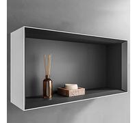 BERNSTEIN - Étagère murale suspendue salle de bain design MDF Blanc mat 7x laqué, intérieur anthracite, résistant à l'humidité - 64x32x18cm - ARCTIC 640