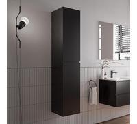 BERNSTEIN - Meuble Colonne Armoire suspendue Noir mat salle de bain MDF 35x170x35cm 2 portes charnières gauche/droite, Livrée assemblée - AVA