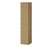 BERNSTEIN - Meuble Colonne Armoire suspendue salle de bain MDF Chêne miel poignée Chrome 170x35x35cm, charnières flexibles gauche/droite, Livrée assemblée - LAVOA