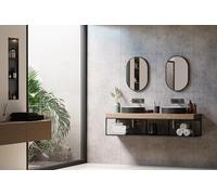 BERNSTEIN - Miroir mural suspendu ovale salle de bain 40x60cm cadre aluminium noir anti-corrosion - 8144B