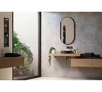 BERNSTEIN - Miroir mural suspendu ovale salle de bain 55x100cm cadre aluminium noir anti-corrosion - 8144B