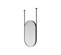 BERNSTEIN - Miroir suspendu salle de bain ovale double faces, cadre acier inoxydable noir, hauteur réglable - 60x100x6cm - ARCTIC