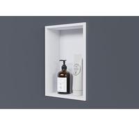 BERNSTEIN - Niche Murale Douche Blanche à Rebord 20x30x10cm Acier Inoxydable étagère encastrée Salle de Bain, Anti-Rouille, étanche, Installation Facile - NT203010X