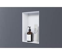 BERNSTEIN - Niche Murale Douche Blanche sans Rebord 20x30x10cm Acier Inoxydable étagère encastrée Salle de Bain, Anti-Rouille, étanche, Installation Facile - NT203010X