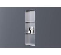 BERNSTEIN - Niche Murale Douche Chrome sans Rebord 30x90x10cm Acier Inoxydable étagère encastrée Salle de Bain + 2 tablettes, Anti-Rouille, étanche, Installation Facile - NT309010X