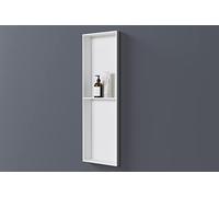 BERNSTEIN - Niche murale douche fonte minérale, étagère avec tablette rangement douche salle de bain encastrable - 2x spots LED blanc mat - 30x10x90cm - Anti-rouille, étanche, installation facile