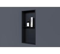 BERNSTEIN - Niche murale douche Noire à rebord 30x60x10cm acier inoxydable étagère encastrée salle de bain + 1 tablette, Anti-rouille, étanche, installation facile - NT306010X