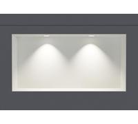 BERNSTEIN - Niche murale douche sans rebord Blanche 30x60x10cm acier inoxydable étagère encastrée salle de bain + 2 Spots LED Chrome, Anti-rouille, étanche, installation facile - NT306010X