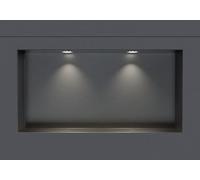 BERNSTEIN - Niche Murale Douche sans Rebord Bronze 30x60x10cm Acier Inoxydable étagère encastrée Salle de Bain + 2 Spots LED Chrome, Anti-Rouille, étanche, Installation Facile - NT306010X