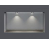 BERNSTEIN - Niche murale douche sans rebord Chrome 30x60x10cm acier inoxydable étagère encastrée salle de bain + 2 Spots LED Noir mat, Anti-rouille, étanche, installation facile - NT306010X
