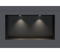 BERNSTEIN - Niche murale douche sans rebord Noire 30x60x10cm acier inoxydable étagère encastrée salle de bain + 2 Spots LED Noir mat, Anti-rouille, étanche, installation facile - NT306010X