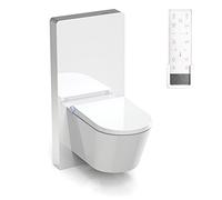BERNSTEIN - Pack WC japonais + Module sanitaire Blanc, Toilettes suspendu lavant céramique + télécommande, jet douche, séchoir air chaud, filtre à odeurs, Chasse Vortex 180°, 59x38x38cm - Pro+1102