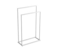 BERNSTEIN - Porte Serviette Debout à poser Blanc mat Support Serviette Acier inox 82x50x21cm Salle de bain Design Rond - Série OLA
