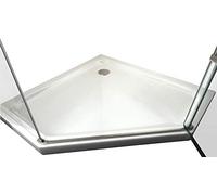 BERNSTEIN - Receveur de douche pentagonal Acrylique Blanc 90x90cm + Bonde, Bac douche d'angle antidérapant à rebord + Drain écoulement, Résistant & Durable