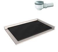 BERNSTEIN - Receveur de douche rectangulaire 90x140x3,2cm Noir Bac douche + Bonde Dallmer Orio verre-résine SMC Effet pierre antidérapant, Pente + Drain inclus, Résistant & Durable - série GT