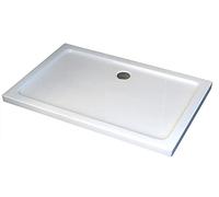 BERNSTEIN - Receveur de douche Rectangulaire Blanc 80x100x5cm Bac à douche Acrylique + Bonde chrome, Drain & Rebords
