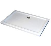 BERNSTEIN - Receveur de douche Rectangulaire Blanc 90x100x5cm Bac à douche Acrylique + Bonde chrome, Drain & Rebords