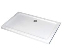 BERNSTEIN - Receveur de douche Rectangulaire Blanc 90x120x5cm Bac à douche Acrylique + Bonde chrome, Drain & Rebords