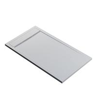 BERNSTEIN - Receveur de douche rectangulaire Blanc Mat 160x90x4,5cm Bac douche Fonte minérale antidérapant + Pente & Couvercle, Résistant & Durable - NEW YORK