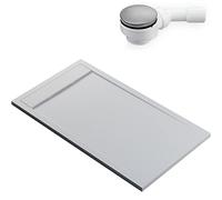 BERNSTEIN - Receveur de douche rectangulaire Blanc Mat 160x90x4,5cm Bac douche Fonte minérale antidérapant + Bonde type B, Pente & Couvercle, Résistant & Durable - NEW YORK