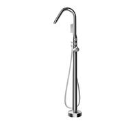 BERNSTEIN - Robinet Mitigeur Baignoire sur pied en Laiton Chrome 117cm + Douchette & Flexible 1,5m, Design Rond Moderne + Cartouche céramique - NT7752