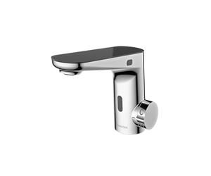 BERNSTEIN - Robinet Mitigeur Lavabo/Vasque capteur mouvement Laiton Chromé + verre ESG 14x18cm, Affichage température LED, Design Moderne + Cartouche céramique - 3002S