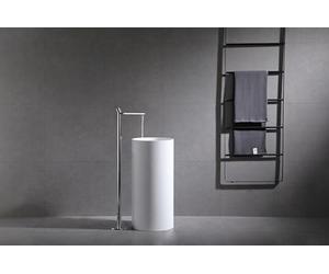 BERNSTEIN - Robinet Mitigeur Lavabo/Vasque sur pied en Laiton Chrome 112cm, Levier monocommande pivotant 360°, Design Rond Moderne + Cartouche céramique - 8046