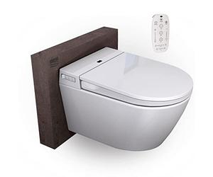 BERNSTEIN - Toilettes WC japonais suspendu lavant Cuvette Blanc + télécommande, siège chauffant, Jet douche & Stérilisateur, séchoir air chaud, filtre anti-odeurs, Abattant LED, 59x42x43cm - 540 PRO