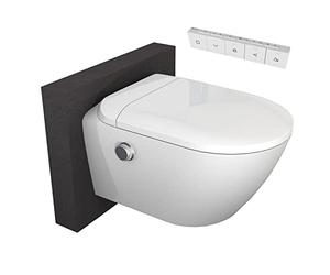 BERNSTEIN - Toilettes WC japonais suspendu lavant Cuvette céramique Blanc + télécommande, siège chauffant, Jet Microbulles & Stérilisation, séchoir air chaud, filtre anti-odeurs, 59x42x43cm - T640PRO