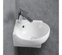 BERNSTEIN - Vasque Lavabo d'Angle suspendu Blanc brillant 40x37x14cm Céramique Lave main mural + Bonde pop-up cache Blanc - Design, Robuste & Durable - KW198A