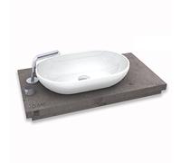 BERNSTEIN - Vasque Lavabo Ovale Blanc brillant à poser 54x35x12cm + Bonde pop-up, Lave main fonte minérale sans cache couvercle - Design, Robuste & Durable - O-540