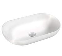 BERNSTEIN - Vasque Lavabo Ovale Blanc mat à poser 54x35x12cm Lave main fonte minérale + Bonde pop-up sans cache - Design, Robuste & Durable - O-540