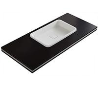 BERNSTEIN - Vasque Lavabo Rectangulaire à poser/encastrer Blanc mat 53x32x11cm fonte minérale Lave main mural + cache bonde - Design, Robuste & Durable - PB2129