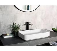 BERNSTEIN - Vasque Lavabo Rectangulaire à poser fonte minérale Lave main mural Blanc mat 60x40x11cm - Design, Robuste & Durable - NT38