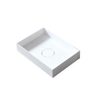 BERNSTEIN - Vasque Lavabo Rectangulaire à poser/suspendre 50x46x12cm fonte minérale Lave main mural Blanc mat - Design, Robuste & Durable - TWA112